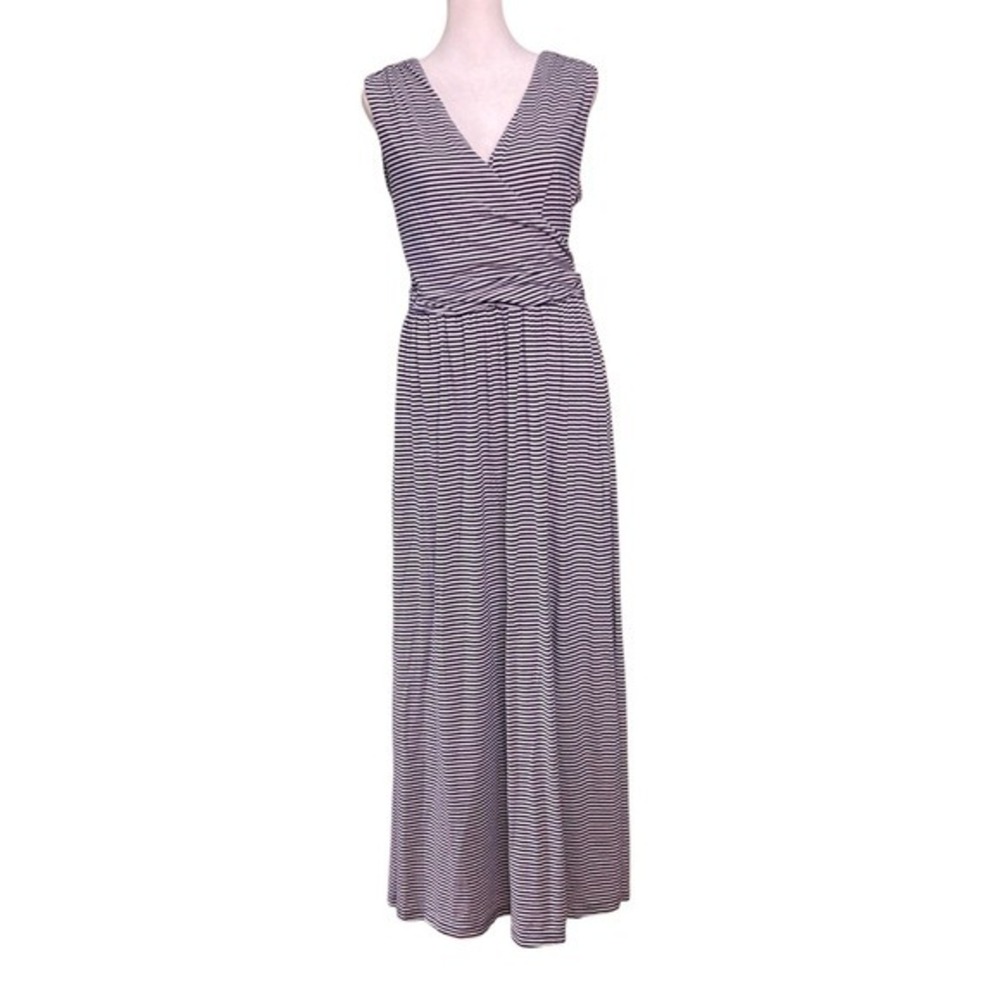 Lands' End Navy and White Striped Maxi Dress